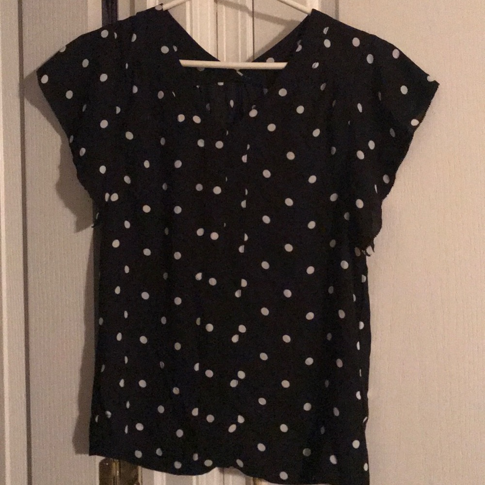 Black and white polka dot blouse